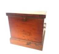 Victorian pith pine box for a silver four piece tea set with green lined interior,