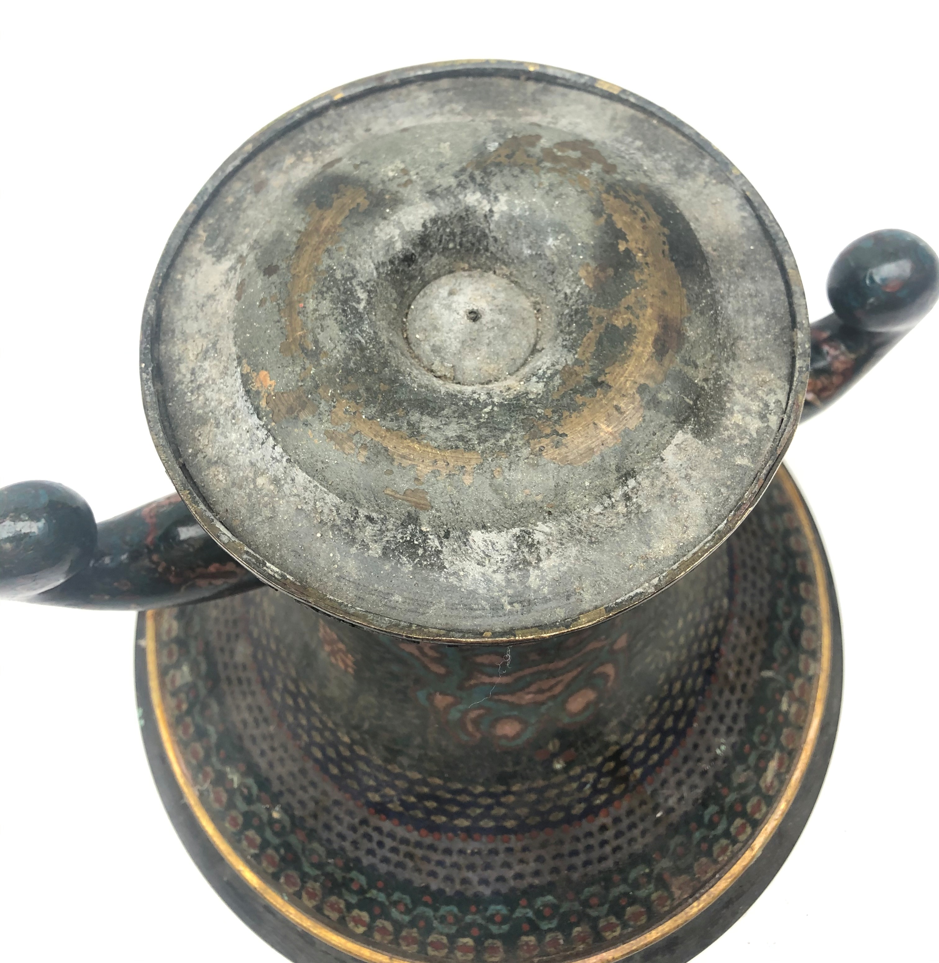 Archaic style Chinese Cloisonne censer stand, - Image 5 of 6