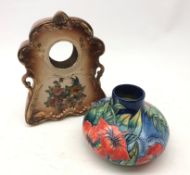 Old Tupton ware Squat vase and Victorian pottery clock case,