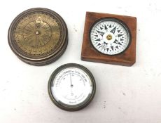 Pocket brass cased Aneroid Barometer,