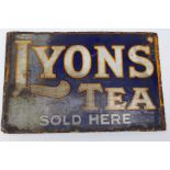 'Lyons' Tea Sold Here' double sided enamel advertising sign,