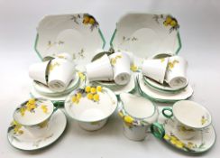 Shelley Regent shape tea service decorated in the Acacia pattern comprising twelve trios,