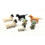 Collection of John Beswick boxed animals comprising a Golden Labrador, Black Labrador, two Rams,