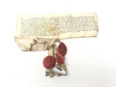 14th century manuscript indenture relating to Widdington,
