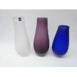 Three Dartington Studio Range glass vases designed by Catherine Hough,