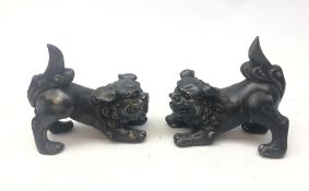 Pair modern bronze Dog of Fo H14cm Condition Report <a href='//www.