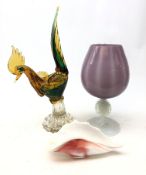 Tall glass model of a cockerel, probably Murano H47cm,
