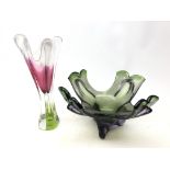 Large Murano style bowl and similar vase,