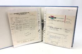 Modern loose leaf album containing large quantity of invoices, receipts,