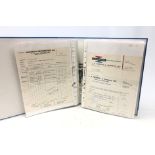 Modern loose leaf album containing large quantity of invoices, receipts,