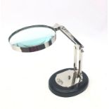 Reproduction Watts & Sons Ltd desk magnifying glass on ebonised base H26cm Condition