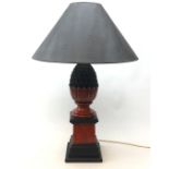 Large modern table lamp in the form of a Pineapple on square stepped base with black snake skin