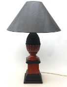 Large modern table lamp in the form of a Pineapple on square stepped base with black snake skin