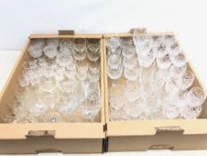 Nine Thomas Webb crystal wine glasses, six Tyrone crystal tumblers, eight small wine glasses,