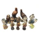 Seven Royal Doulton Whyte and Mackay Scotch Whisky bird form decanters including Short-Eared Owl