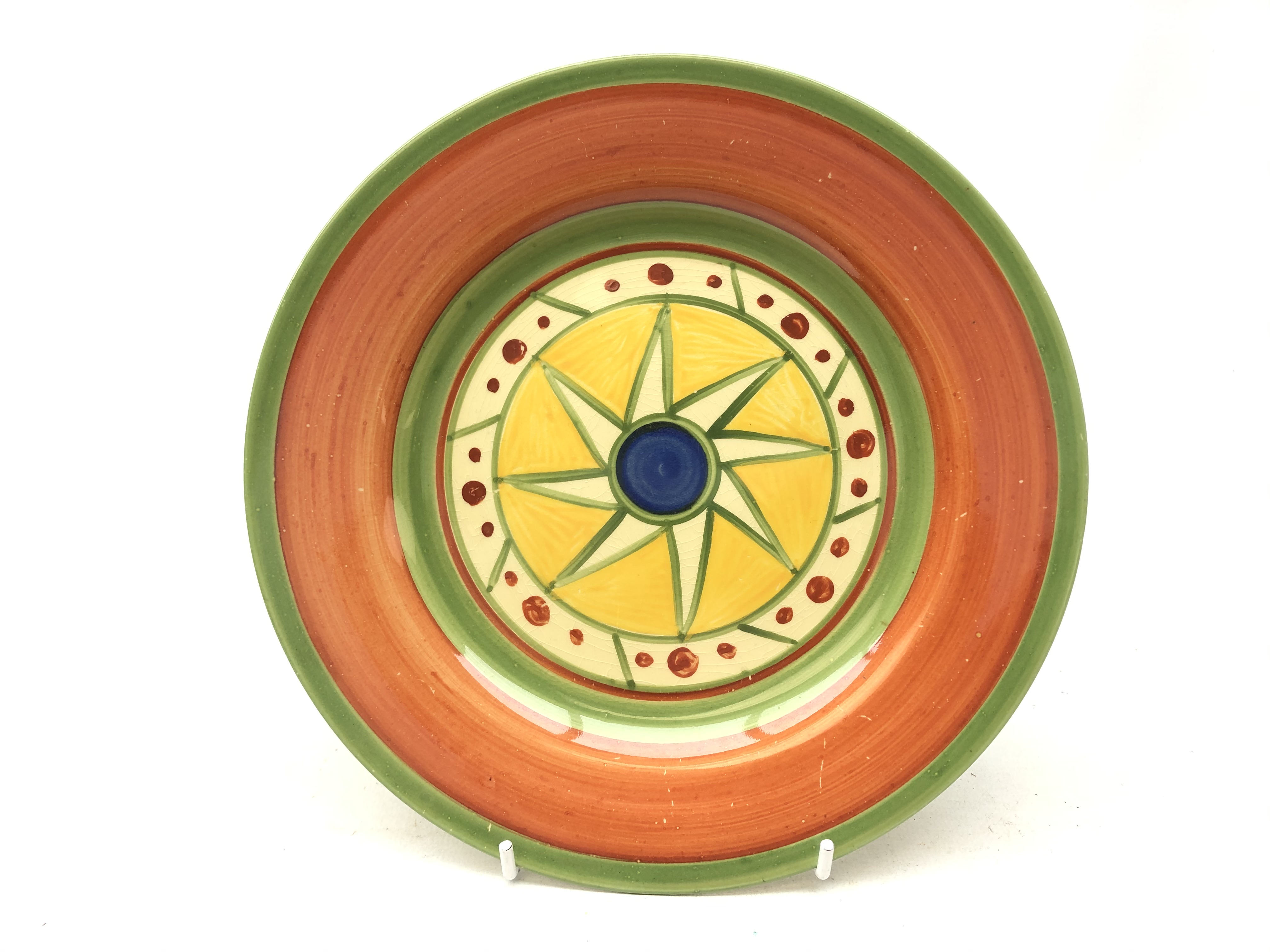 Newport Pottery Clarice Cliff Bizarre plate hand-painted with star design D21.