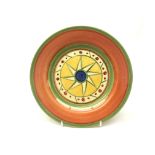 Newport Pottery Clarice Cliff Bizarre plate hand-painted with star design D21.