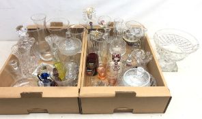 Assorted glassware including a 19th/ early 20th century heavy cut glass pedestal fruit bowl,