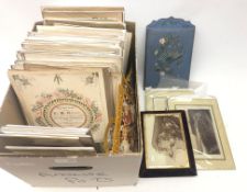 Collection of over one hundred Victorian chromolithograph and other photograph album leaves and