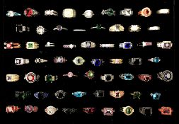 Large collection of contemporary stone set rings,