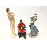 Royal Doulton figures Past Glory & Sweet Dream and Lladro Balloon Seller figure no.