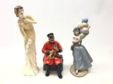 Royal Doulton figures Past Glory & Sweet Dream and Lladro Balloon Seller figure no.