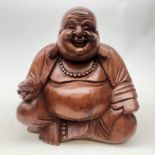 Large 20th century carved hard wood figure of Hotei H33cm Condition Report <a