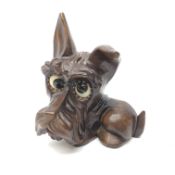 J. Oswald Black Forest Scottie Dog rotating eye clock, H15cm