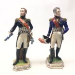 Pair of Dresden Military porcelain figures depicting Marshal Bernadotte Marshal Lannes H28.