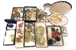 Collection of costume jewellery and fancy goods including simulated pearl necklaces,