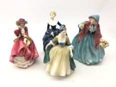 Four Royal Doulton figurines comprising Lady Charmian, Elegance,