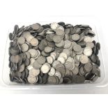 Approximately 2700 post-1947 sixpence coins, calculated from total weight of 7.
