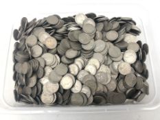 Approximately 2700 post-1947 sixpence coins, calculated from total weight of 7.