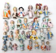 Collection of thirty ceramic pin cushion/ half dolls of varying size H12cm max Condition