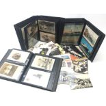 Large quantity of Edwardian and later postcards, loose and in a modern slipcase of three albums,