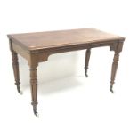 Victorian mahogany and walnut library table, moulded top,