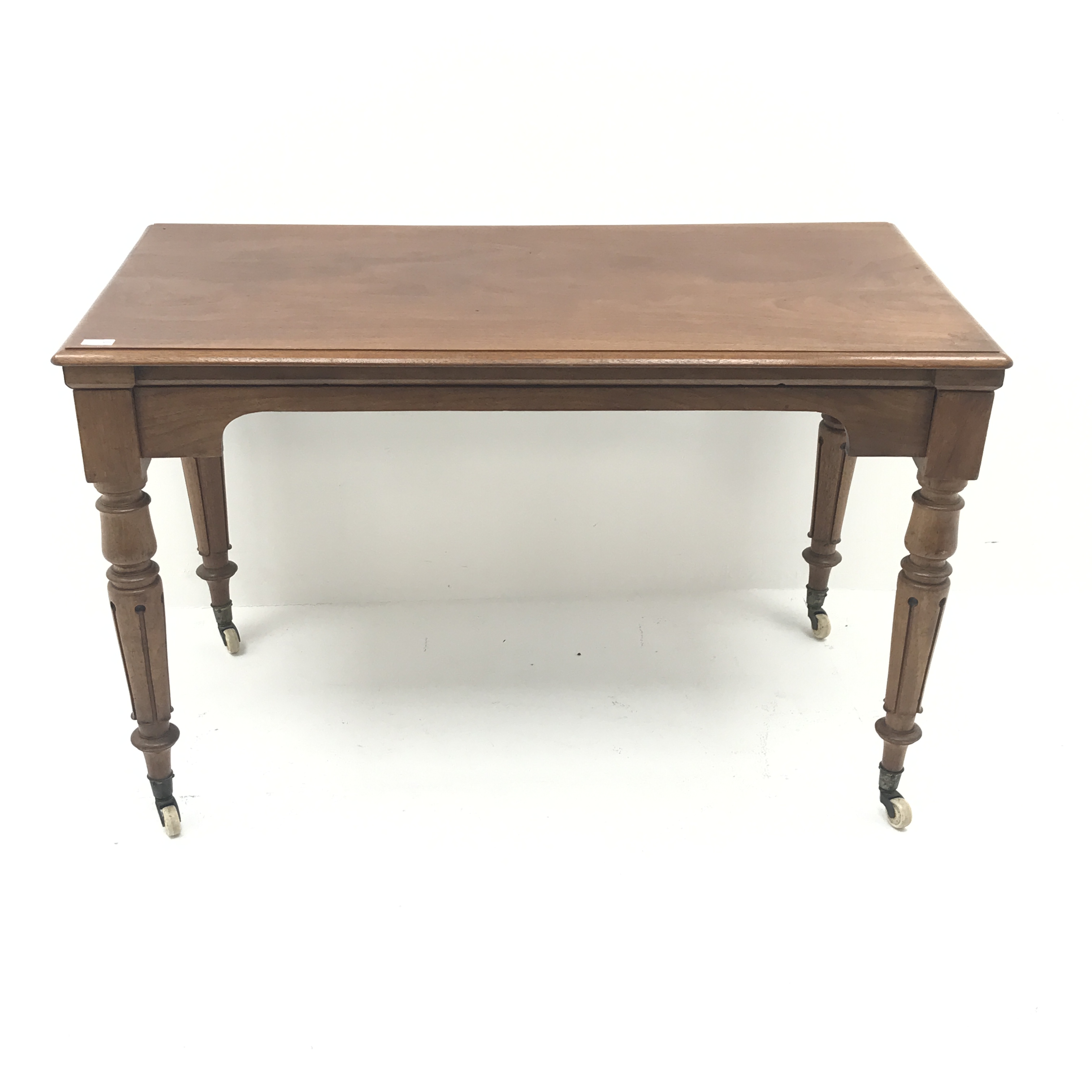 Victorian mahogany and walnut library table, moulded top, - Image 2 of 3
