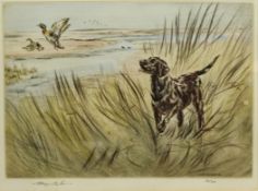 Henry Wilkinson (British 1921-2011): Labrador and Ducks, limited edition dry point etching No.