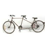 Vintage Gitane Randonnee 1707 tandem bike, rose pink metallic finish, chrome mudguards,