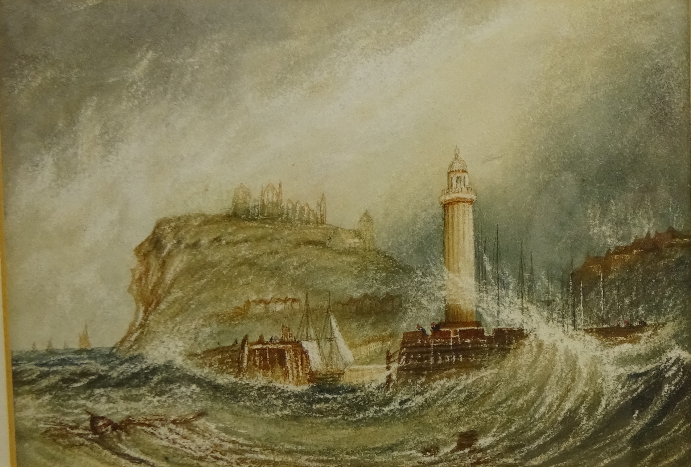 English School (19th century): Stormy Seas Whitby, - Image 2 of 3