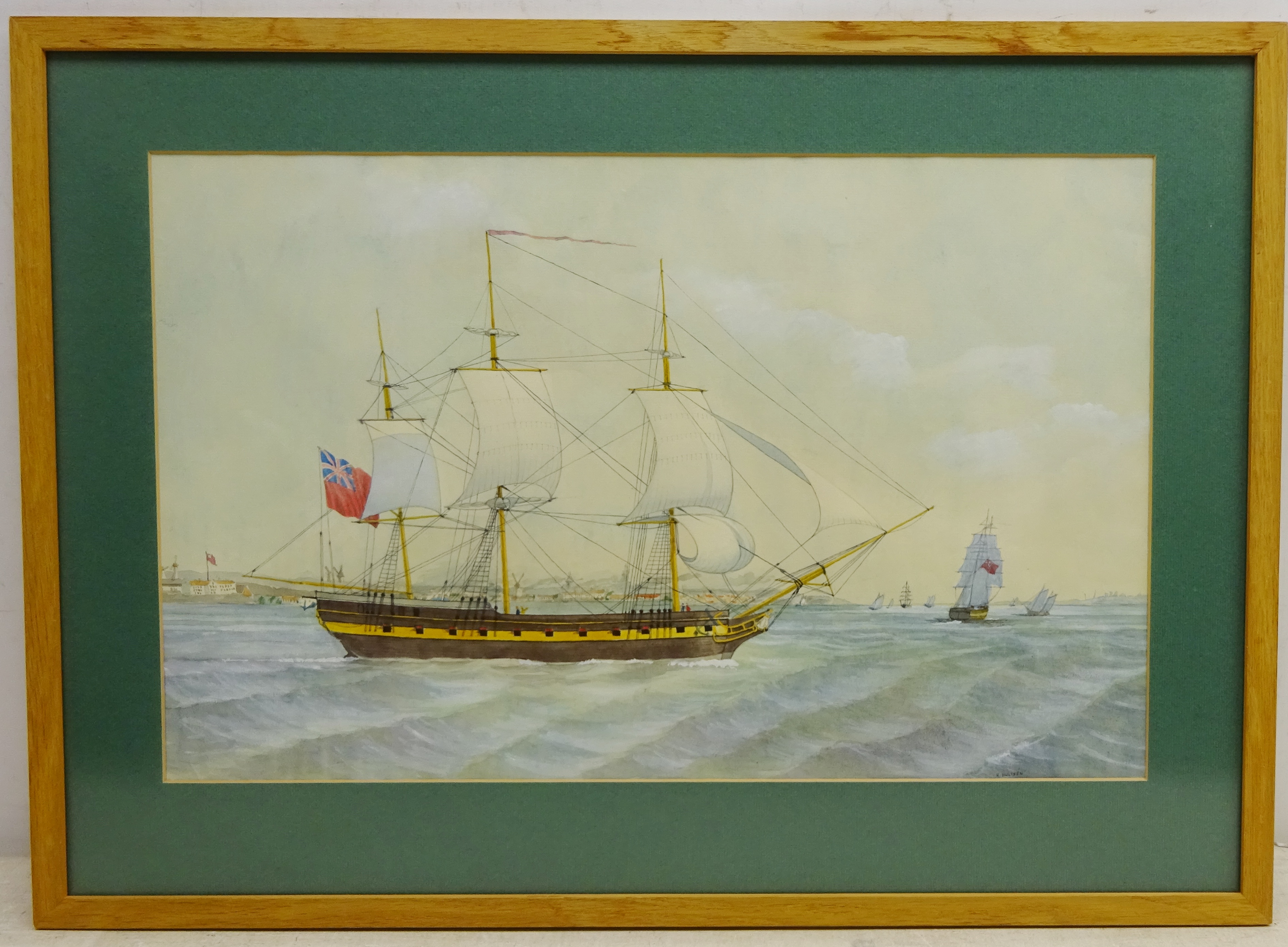 H Hulthen (19th/20th century): British Frigate off the Coast, - Image 2 of 2