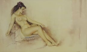Patrick Ryan (British 20th century): Reclining Nude, watercolour signed,