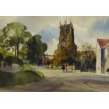 John Barrie Haste (British 1931-2011): 'Bedale Church' North Yorkshire,