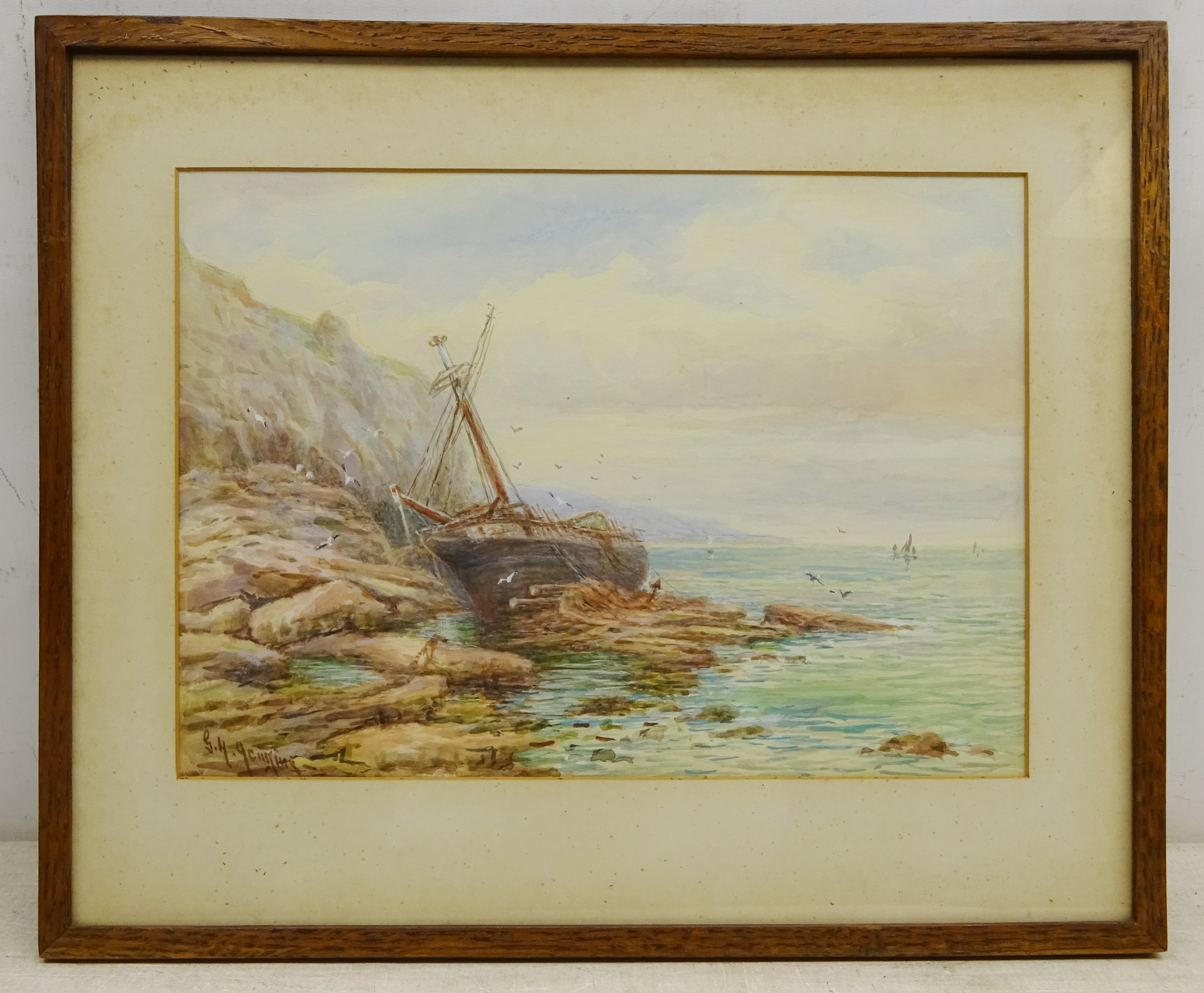 George Henry Jenkins (British 1843-1914): 'On the Cornish Coast', watercolour signed 24.5cm x 34. - Image 2 of 2