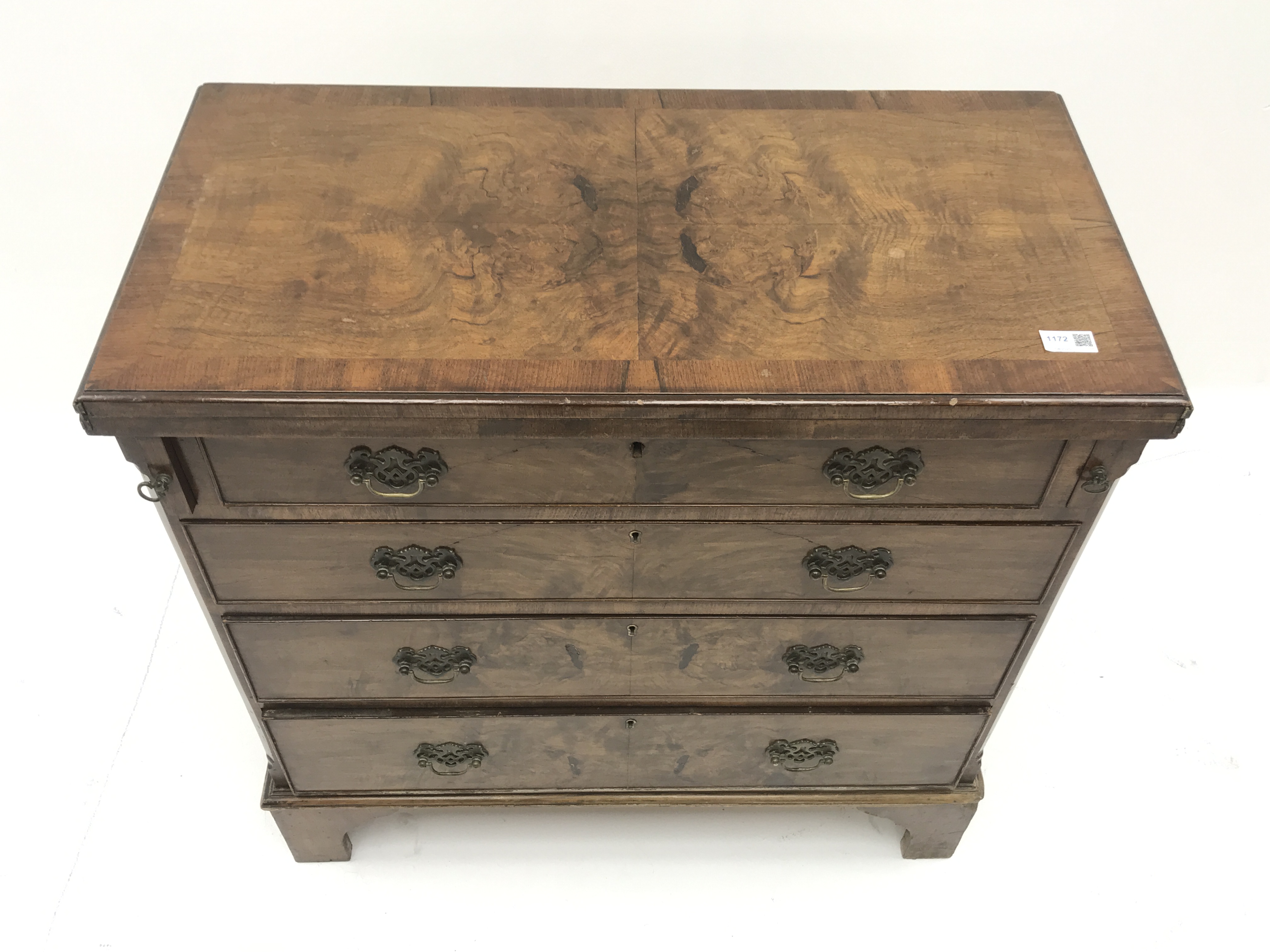 George I style cross banded figured walnut bachelor's chest, - Image 3 of 3