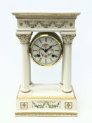 Porcelain 'Empress Josephine' portico clock decorated with roses, by Franklin Mint, Roman dial,