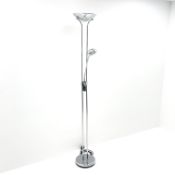 Chrome finish Uplighter with adjustable reading lamp,