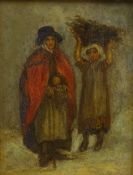 Continental School (19th century): Lady and Girl at Market, oil on panel unsigned