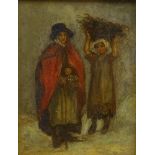 Continental School (19th century): Lady and Girl at Market, oil on panel unsigned