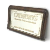 Victorian inlaid walnut overmantle mirror with later Cadbury's advertising, W83cm,